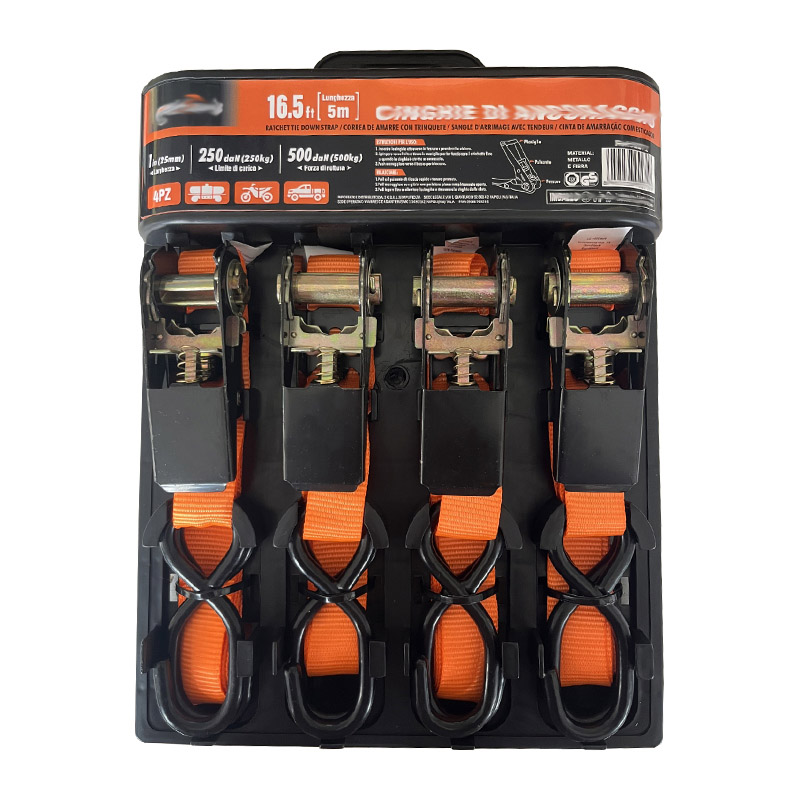 4 pack 1 inch  x 15ft x 1500 LBS motorcycle ratchet straps tie down