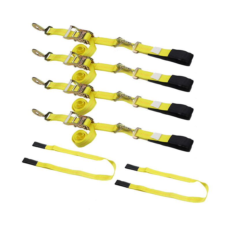 4 pack 2" x 10000LBS x 10' tire ratchet straps