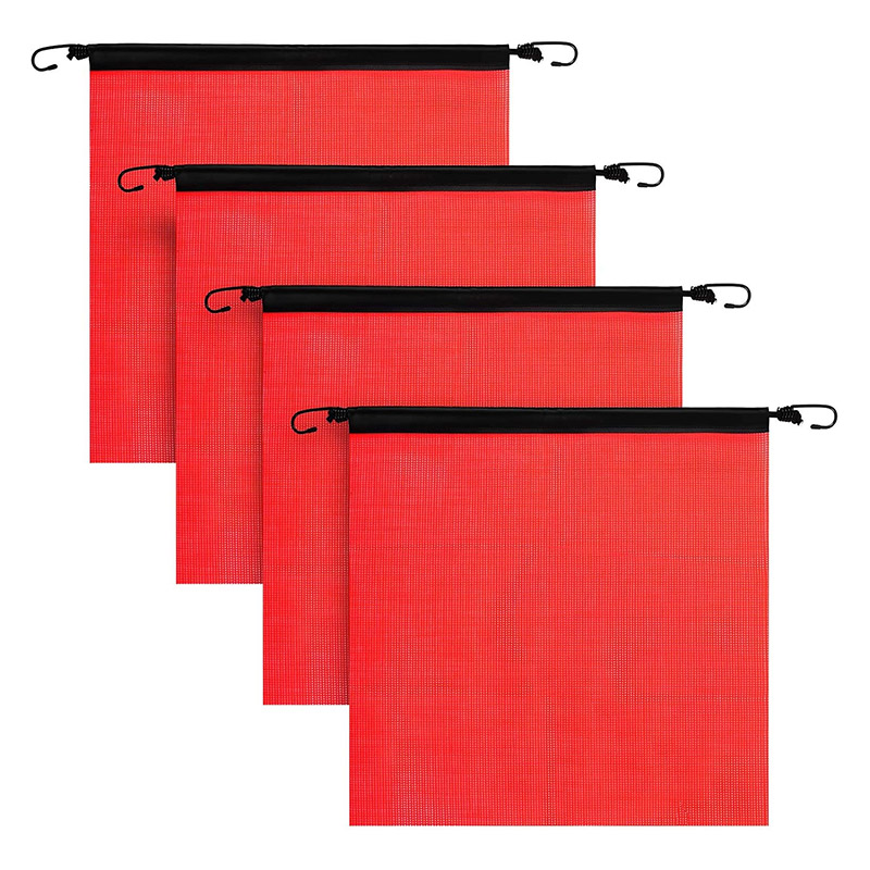 4 Pcs 18 x 18 Inch Red Mesh Safety Warning Flags for Truck