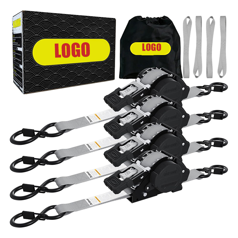 retractable ratchet straps tie down with S hook 1” x 12' x 1800 LBS retractive ratchet straps tie down with S hook